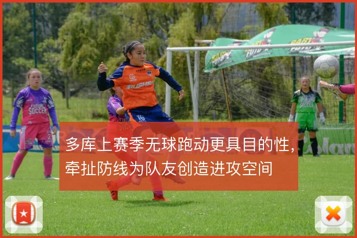 多库上赛季无球跑动更具目的性，牵扯防线为队友创造进攻空间